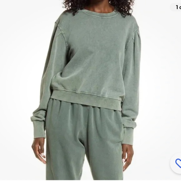 New Blank NYC French Terry Sweatshirt in Morning Zen Green - Picture 3 of 5